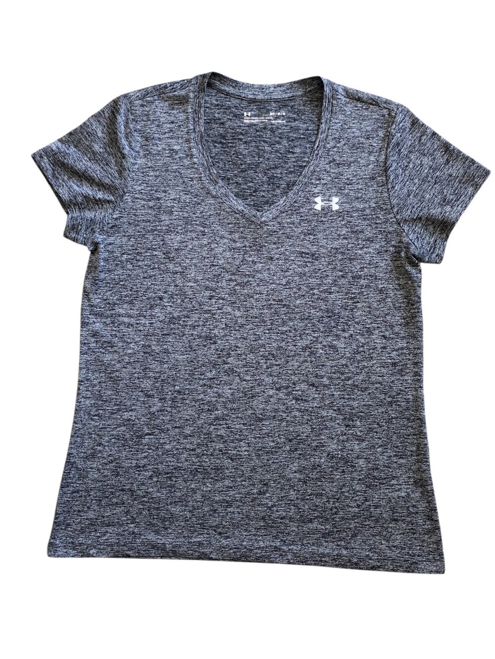 ​Under Armour Medium Black Heathered Heat Gear V Neck Active Tee Shirt